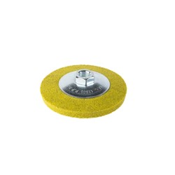 Unitized Finishing Disc - Dished - Non Woven 400Grit Yellow 100mm Dia M14 x 2 Mount- Carded 
